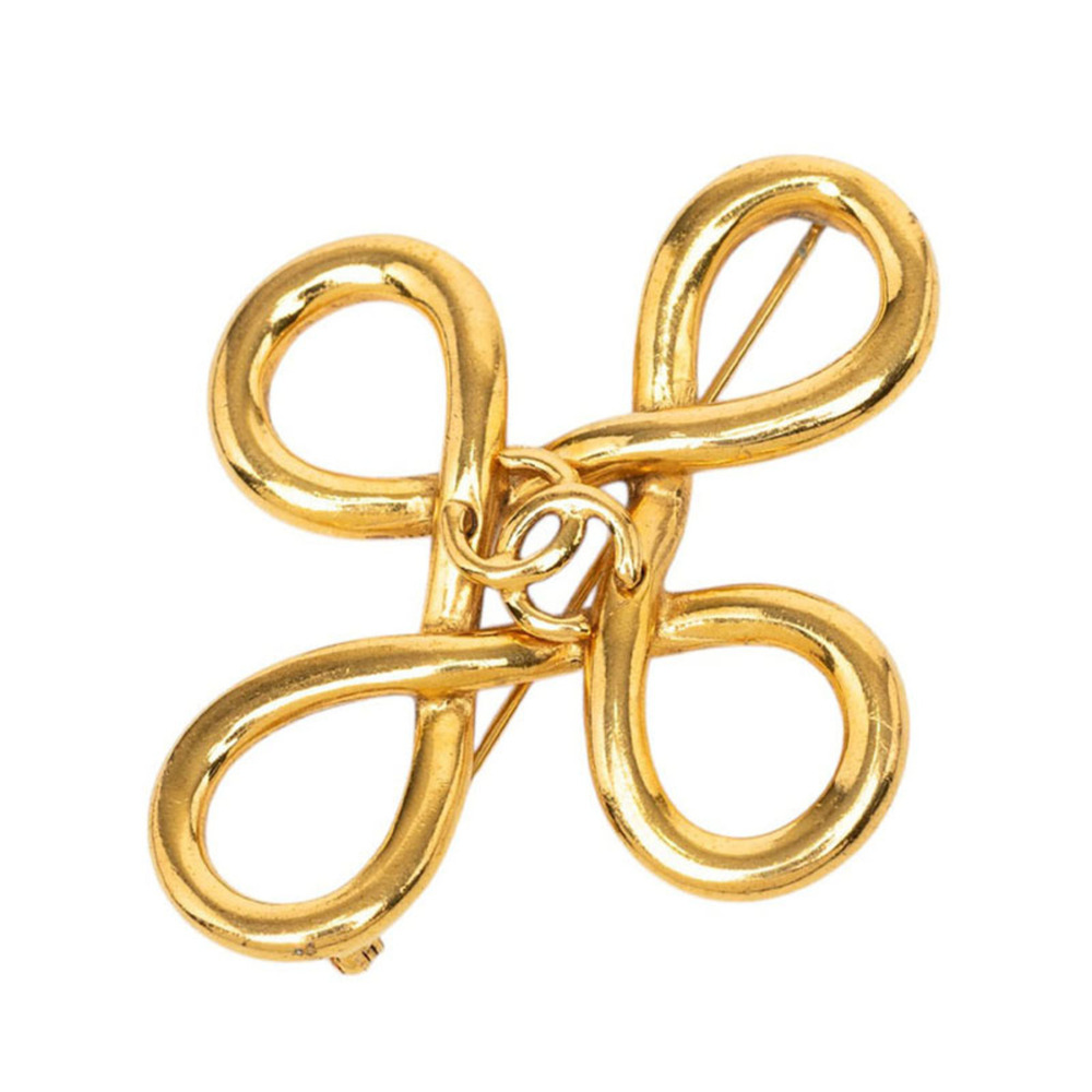 CHANEL Vintage Gold Logo Brooch